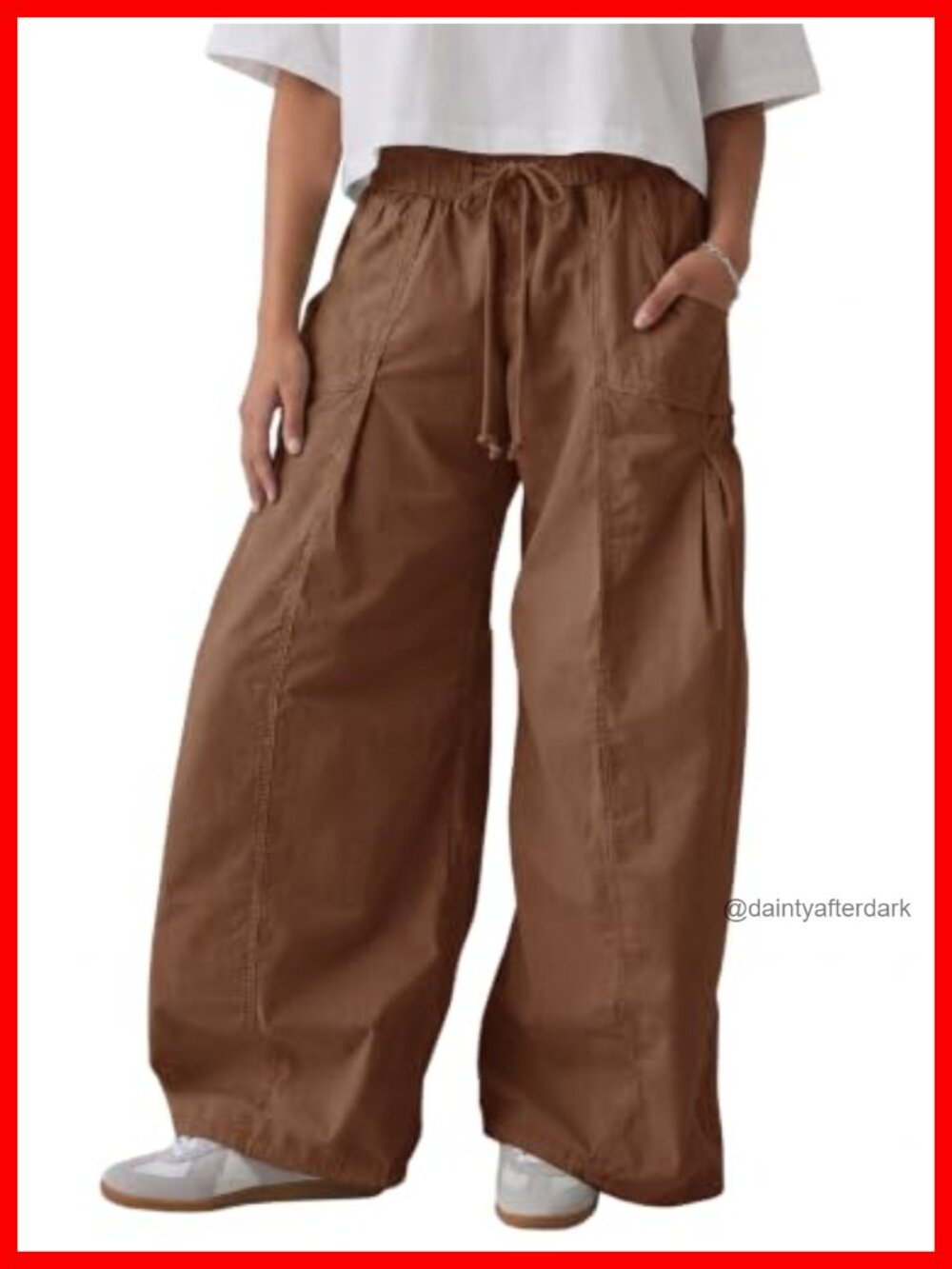Aoysky Wide Leg Cargo Pants High Rise Loose Fit Cotton Blend
